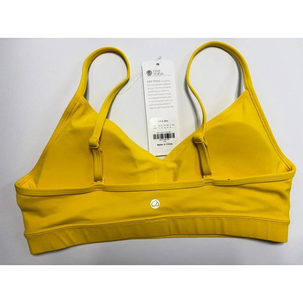CRZ YOGA Butterluxe Yoga Sports Bra High Visibility Yellow Size M 8/10 NWT